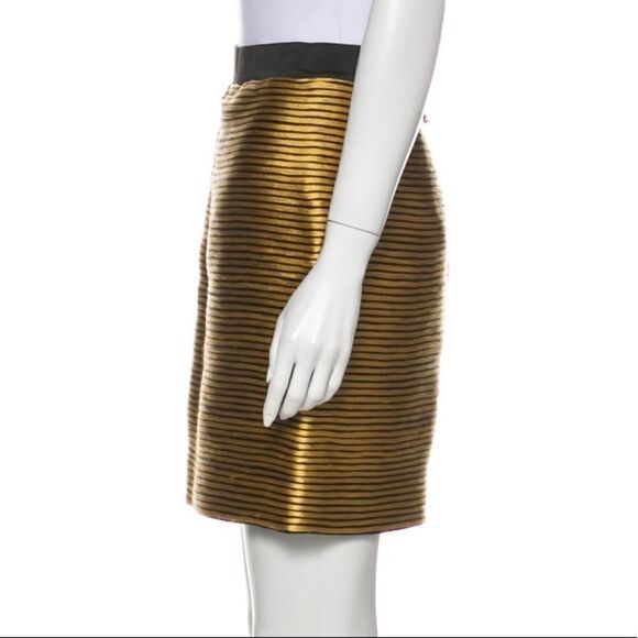 3.1 Phillip Lim Gold & Black Striped Mini Skirt - Picture 2 of 11